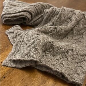 Portolano Cable Knit Cashmere/Silk/Wool Blend Scarf in Taupe